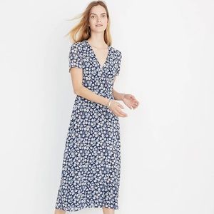 Madewell Blue Wrap-Front Midi Dress in French Floral